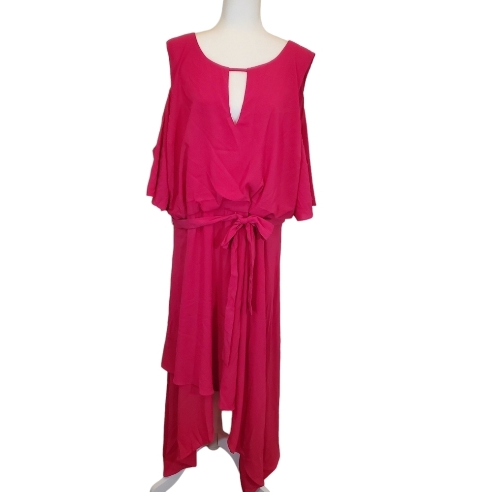 NWT Lane Bryant Size 28 Asymmetrical Hem Shark Bite Criss Cross Back Dress
